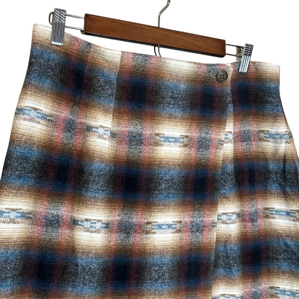 Vtg 90s No.4 EXP Jeans Multicolor Western Wool Wrap Skirt Italy Women Size 13/14 - Picture 2 of 11